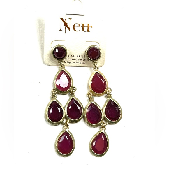 Neu Purple Costume Chandelier Dangle Earrings C-5 - Picture 2 of 3